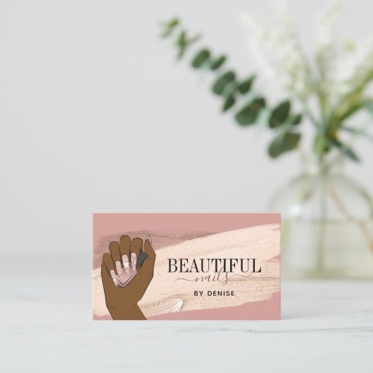 アフリカ系アメリカ人の女性の手で美しい爪、 ネイルb 名刺 (スタンド正面)