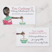 アフリカ系アメリカ人の女性の料理のベーキングの割れる卵 名刺 (正面/裏面)