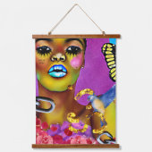 アフリカ系アメリカ人の女性アートぶら下がったのテープを破る 吊り下げ型タペストリー (正面)
