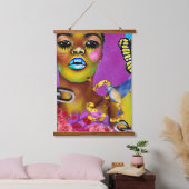 アフリカ系アメリカ人の女性アートぶら下がったのテープを破る 吊り下げ型タペストリー (寝室)