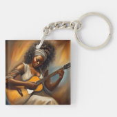 アフリカ系アメリカ人の女性キーチェーン キーホルダー (裏面)