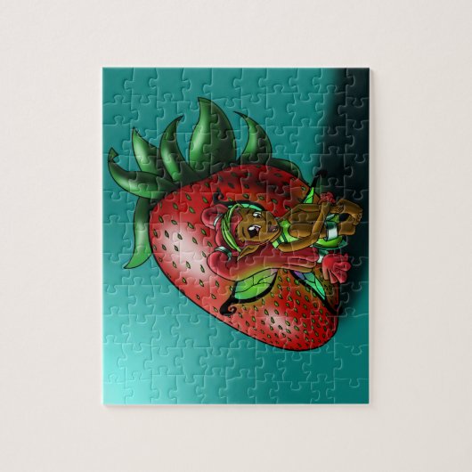 アフリカ系アメリカ人の妖精とイチゴ ジグソーパズル (縦)
