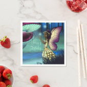 アフリカ系アメリカ人の妖精とキノコ誕生日 スタンダードカクテルナプキン (インサイチュ)