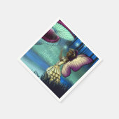 アフリカ系アメリカ人の妖精とキノコ誕生日 スタンダードカクテルナプキン (角)