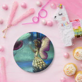 アフリカ系アメリカ人の妖精とキノコ誕生日 ペーパープレート (パーティー)