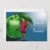 アフリカ系アメリカ人の妖精とグリーンアップルの誕生日 招待状 (正面)