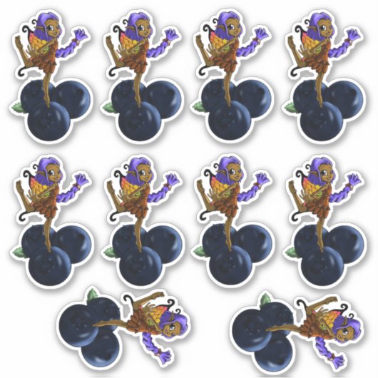 アフリカ系アメリカ人の妖精とブルーベリー シール (正面)