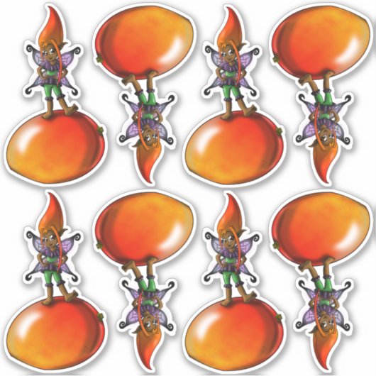 アフリカ系アメリカ人の妖精と果物 シール (正面)