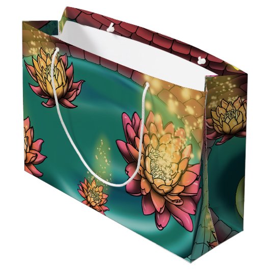アフリカ系アメリカ人の妖精と睡蓮 ラージペーパーバッグ (裏面アングル)