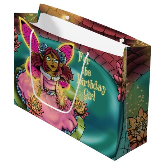 アフリカ系アメリカ人の妖精と睡蓮 ラージペーパーバッグ (正面アングル)