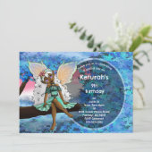 アフリカ系アメリカ人の妖精の木の上で誕生日パーティー 招待状 (スタンド正面)