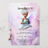 アフリカ系アメリカ人の妖精の王女のお洒落誕生日 招待状 (正面/裏面)
