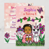 アフリカ系アメリカ人の妖精の誕生日 招待状 (正面/裏面)