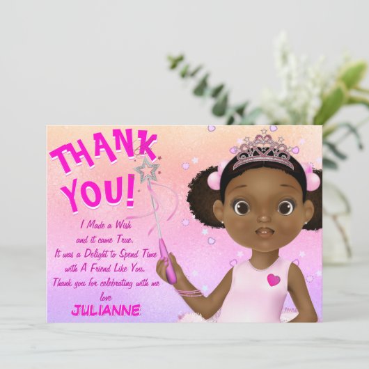 アフリカ系アメリカ人の妖精プリンセスバレリーナの詩 サンキューカード (スタンド正面)