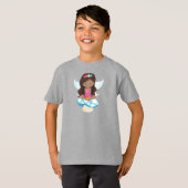 アフリカ系アメリカ人の妖精、森の妖精、キノコ Tシャツ (正面フル)