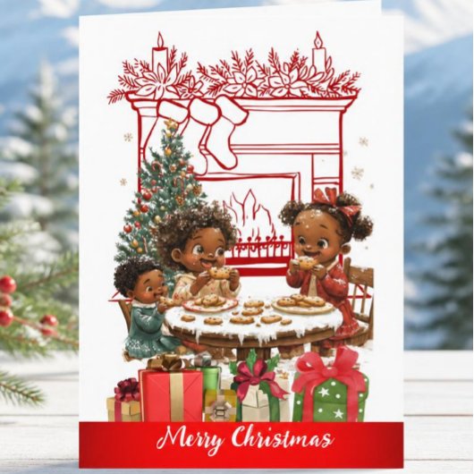 アフリカ系アメリカ人の子供たちのクリスマスカード カード