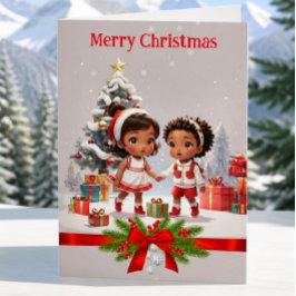 アフリカ系アメリカ人の子供たちのクリスマスカード シーズンカード