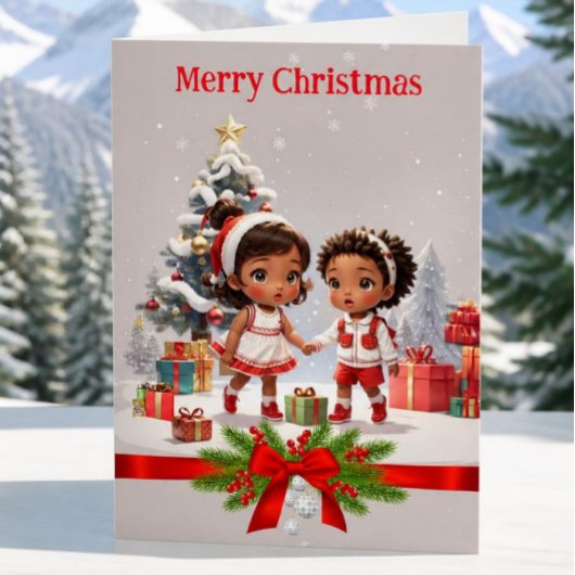 アフリカ系アメリカ人の子供たちのクリスマスカード シーズンカード