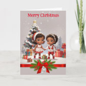 アフリカ系アメリカ人の子供たちのクリスマスカード シーズンカード (正面)
