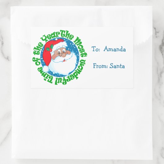 アフリカ系アメリカ人の子供たちサンタ・ギフトラベルシール 長方形シール (バッグ)