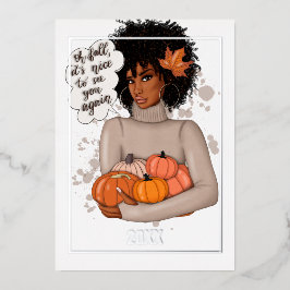 アフリカ系アメリカ人の季節の秋 - 秋のクリスマス 箔シーズンカード