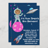 アフリカ系アメリカ人の宇宙飛行士の誕生日の招待状 招待状 (正面/裏面)