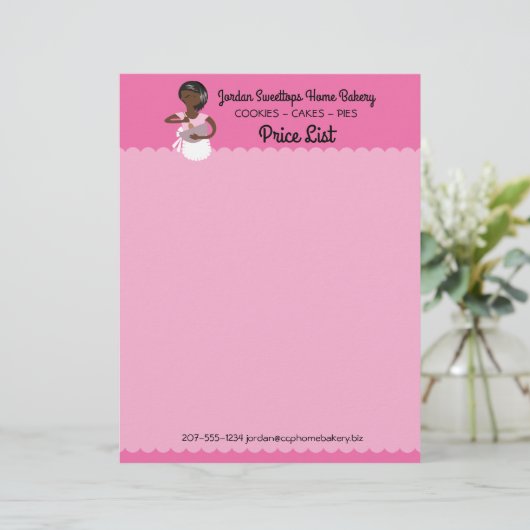 アフリカ系アメリカ人の家のパン屋の値段表レターヘッド レターヘッド (スタンド正面)