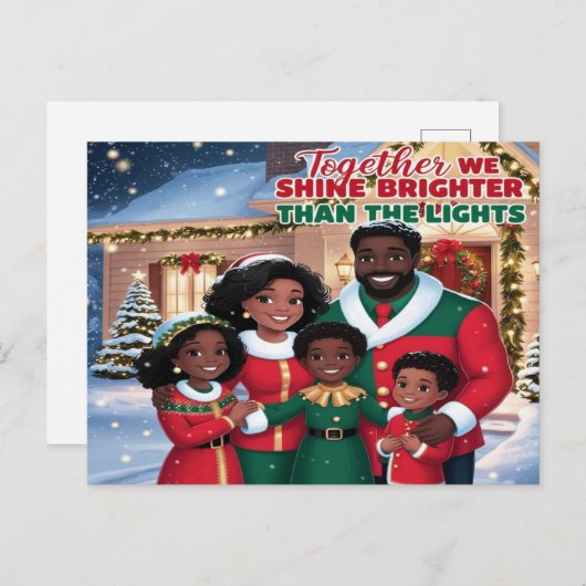 アフリカ系アメリカ人の家族のクリスマスポストカード シーズンポストカード (正面/裏面)