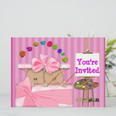 アフリカ系アメリカ人の対の女の赤ちゃんのシャワーの招待状 招待状 (スタンド正面)