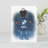 アフリカ系アメリカ人の射手座 誕生日パーティー 招待状 (スタンド正面)