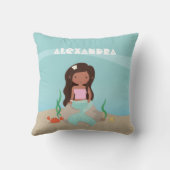 アフリカ系アメリカ人の小さい人魚の女の子部屋の装飾 クッション (裏面)