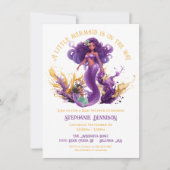 アフリカ系アメリカ人の小さな人魚の赤ちゃんシャワー 招待状 (正面)