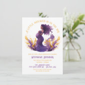 アフリカ系アメリカ人の小さな人魚の赤ちゃんシャワー 招待状 (スタンド正面)