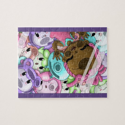 アフリカ系アメリカ人の少女とクマ ジグソーパズル (横)