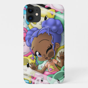 アフリカ系アメリカ人の少女と猫 iPhone 11 ケース