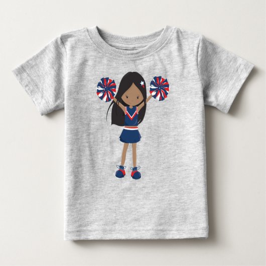 アフリカ系アメリカ人の少女、チアリーダー、チアリーディング ベビーTシャツ (正面)