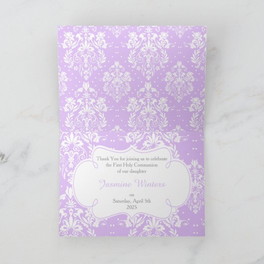 アフリカ系アメリカ人の少女　初めての聖体拝領　「ありがとう」 サンキューカード (内部)