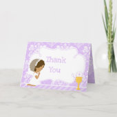 アフリカ系アメリカ人の少女　初めての聖体拝領　「ありがとう」 サンキューカード (正面)