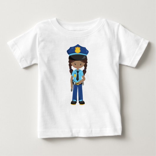 アフリカ系アメリカ人の少女、警察官の少女、警察官 ベビーTシャツ (正面)