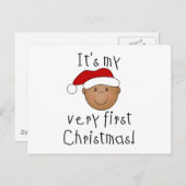 アフリカ系アメリカ人の少年が初めてのクリスマス シーズンポストカード (正面/裏面)