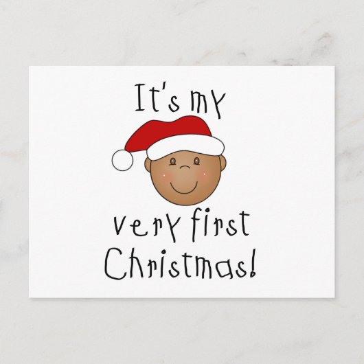 アフリカ系アメリカ人の少年が初めてのクリスマス シーズンポストカード (正面)