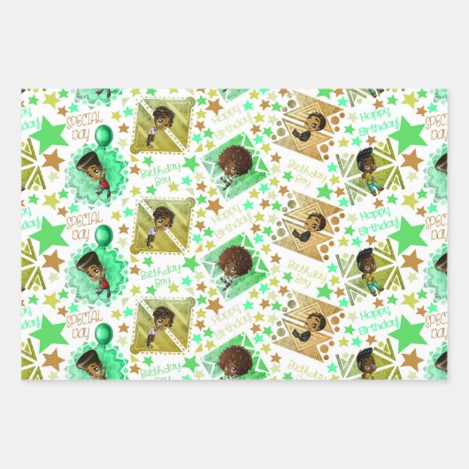 アフリカ系アメリカ人の少年たち ラッピングペーパーシート (正面)