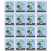 アフリカ系アメリカ人の少年とケーキ シール (正面)