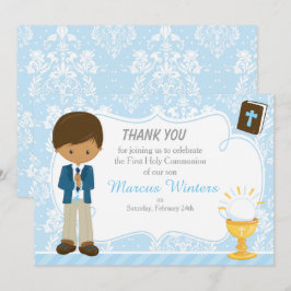 アフリカ系アメリカ人の少年ファースト・コミュニオンダマスク サンキューカード