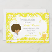 アフリカ系アメリカ人の少年ファースト・コミュニオンダマスク 招待状 (正面)