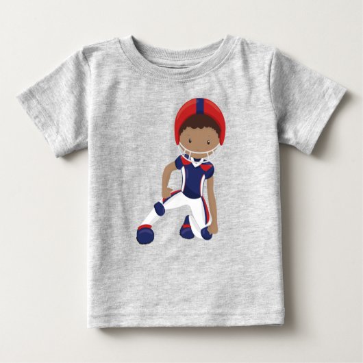 アフリカ系アメリカ人の少年、ラグビー選手、チームスポーツ ベビーTシャツ (正面)