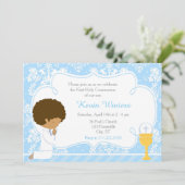 アフリカ系アメリカ人の少年　初めての聖体拝領用ダマスク織 招待状 (スタンド正面)