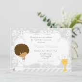 アフリカ系アメリカ人の少年　初めての聖体拝領　ダマスク 招待状 (スタンド正面)