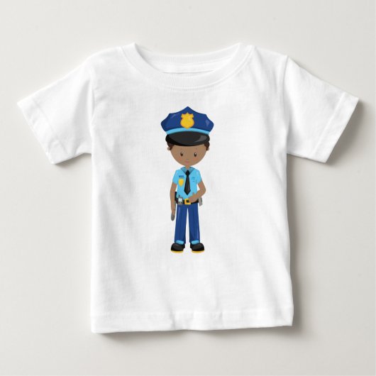 アフリカ系アメリカ人の少年、警官、警察官 ベビーTシャツ (正面)