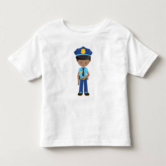 アフリカ系アメリカ人の少年、警察官、警官 トドラーTシャツ (正面)